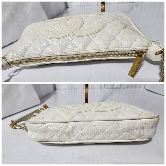 Authentic Chanel Caviar Timeless Baguette Shoulder Bag Off-White - Picture 9 of 16